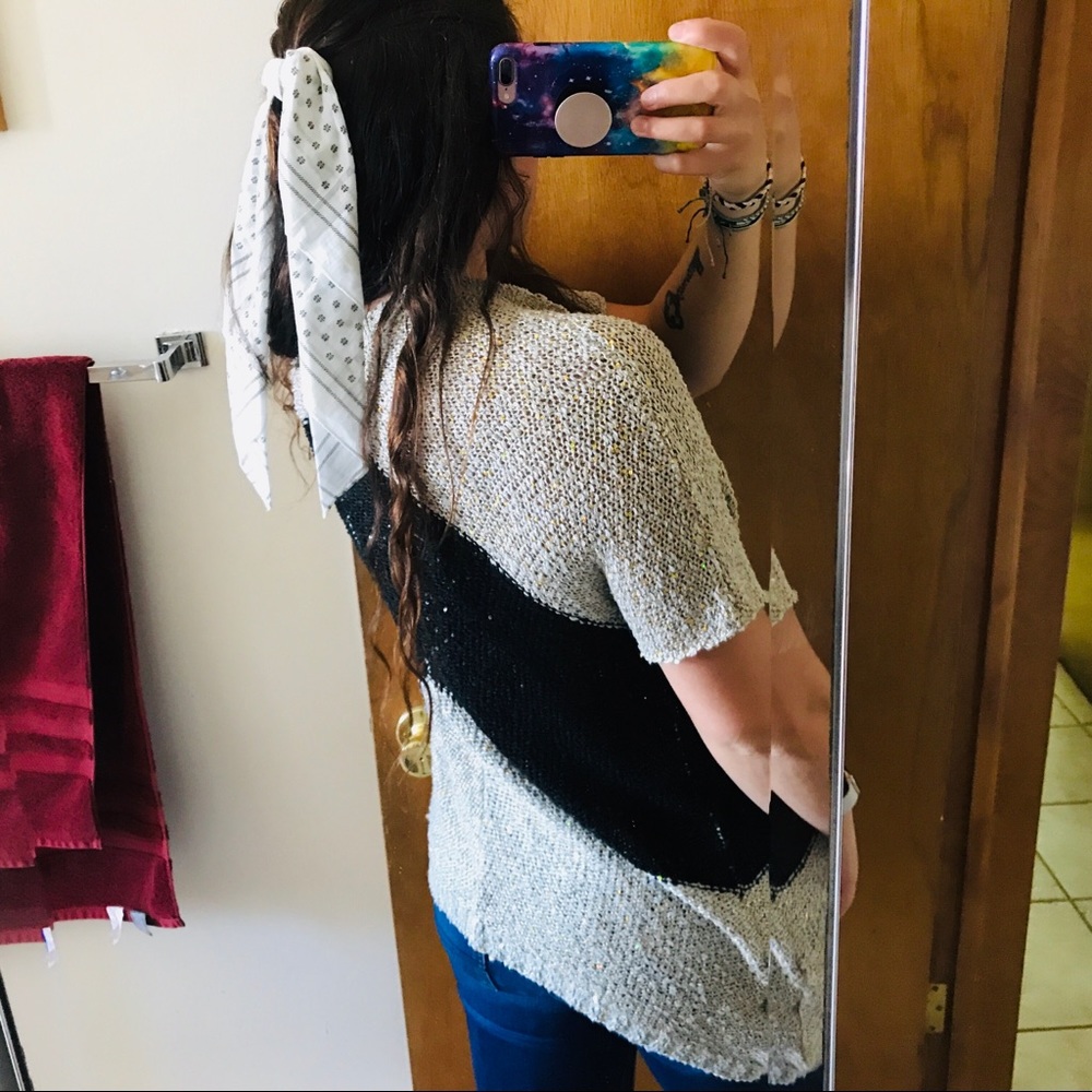 Daytrip Short Sleeve Sequin Color Block Cardigan - image 3